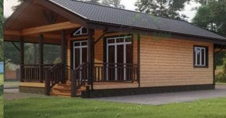 Проект одноэтажного дома из бруса с террасой - Строительство в Феодосии от Строй-Фдс от 133952 руб.